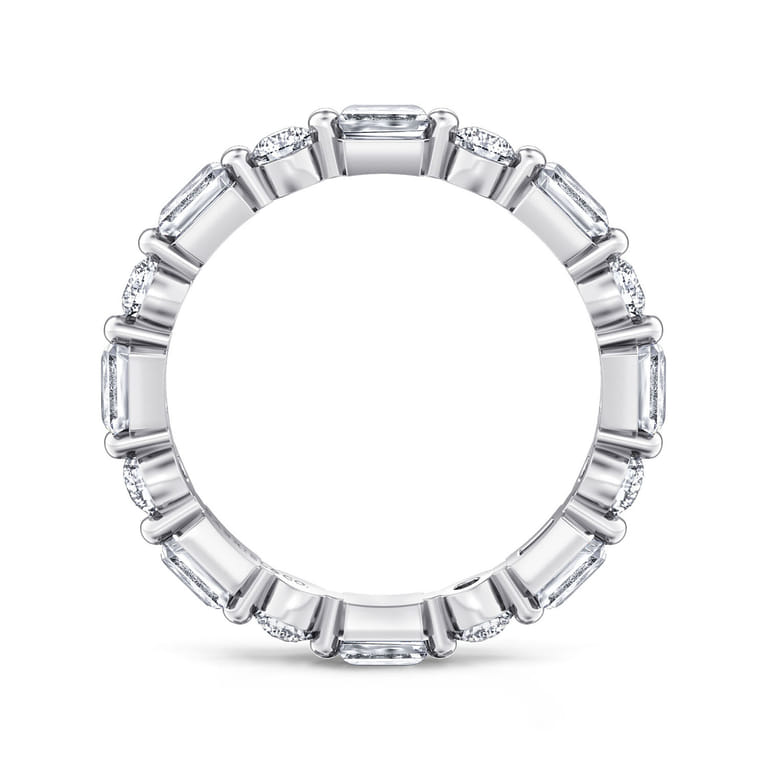 Eternity Band Wedding Ring in 14k White Gold with Emerald Cut Natural Diamond at Gabriel & Co. - Shot 2