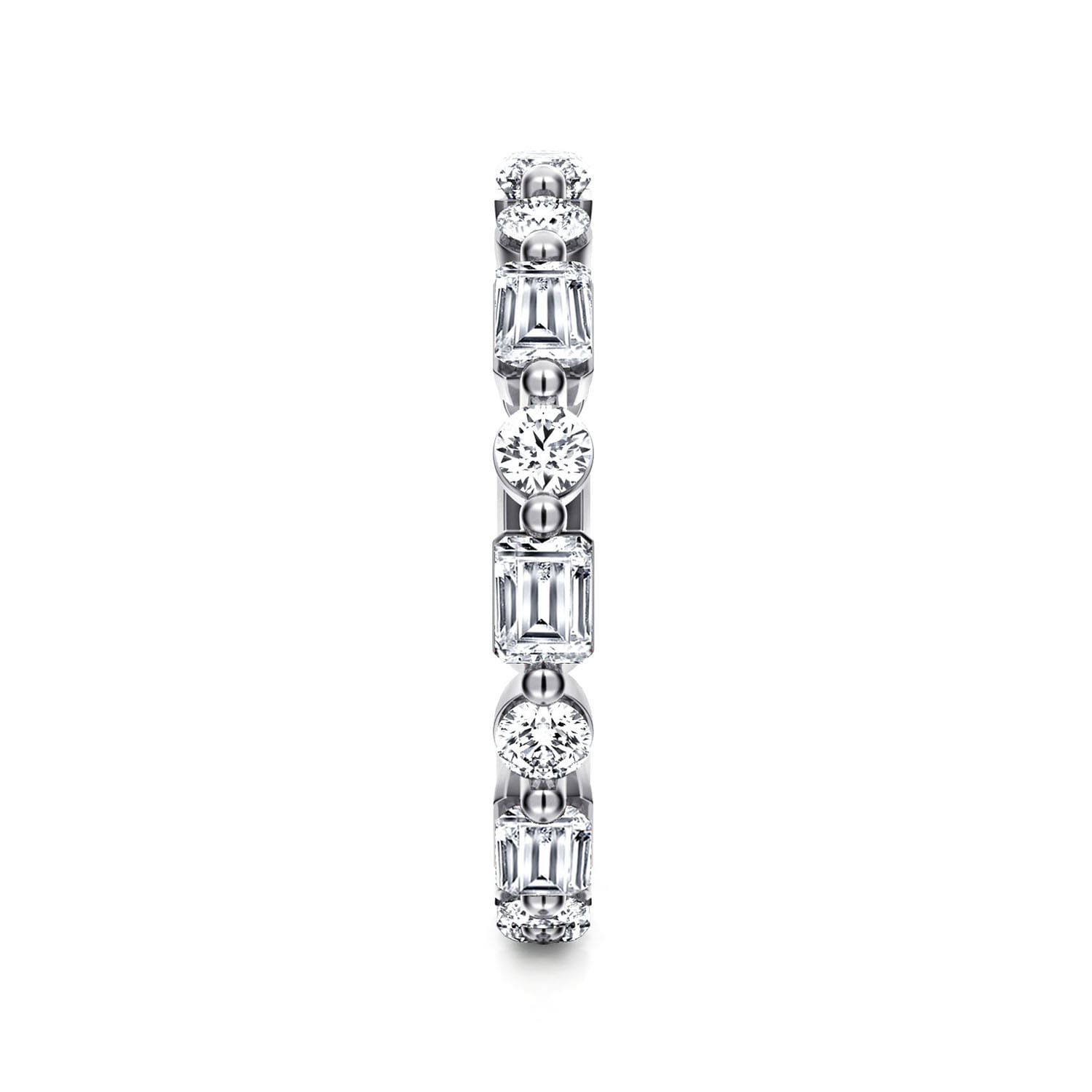 Eternity Band Wedding Ring in 14k White Gold with Emerald Cut Natural Diamond at Gabriel & Co. - Shot 4
