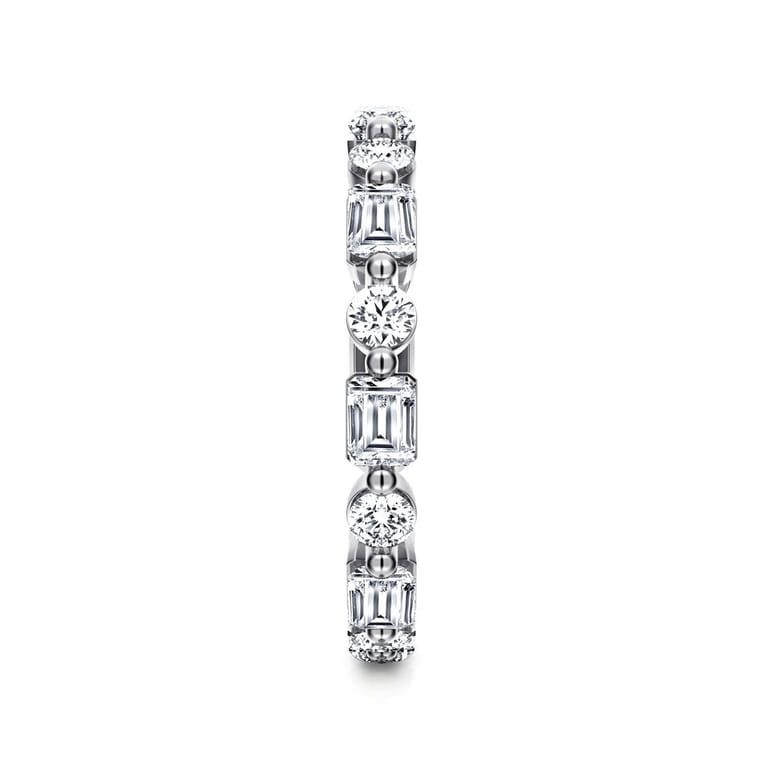 Eternity Band Wedding Ring in 14k White Gold with Emerald Cut Natural Diamond at Gabriel & Co. - Shot 4