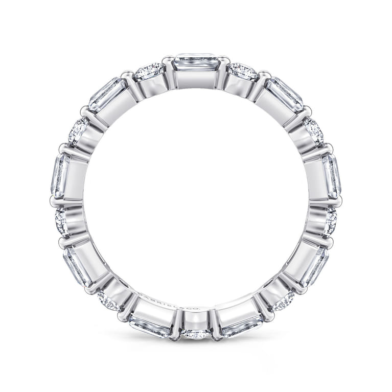 Eternity Band Wedding Ring in 14k White Gold with Emerald Cut Natural Diamond at Gabriel & Co. - Shot 2