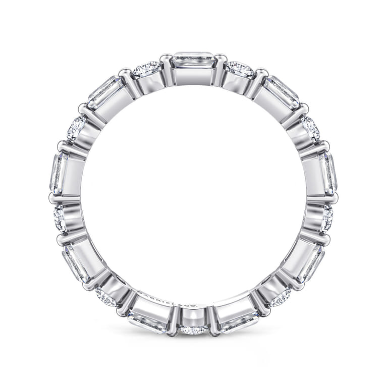 Eternity Band Wedding Ring in 14k White Gold with Emerald Cut Natural Diamond at Gabriel & Co. - Shot 2
