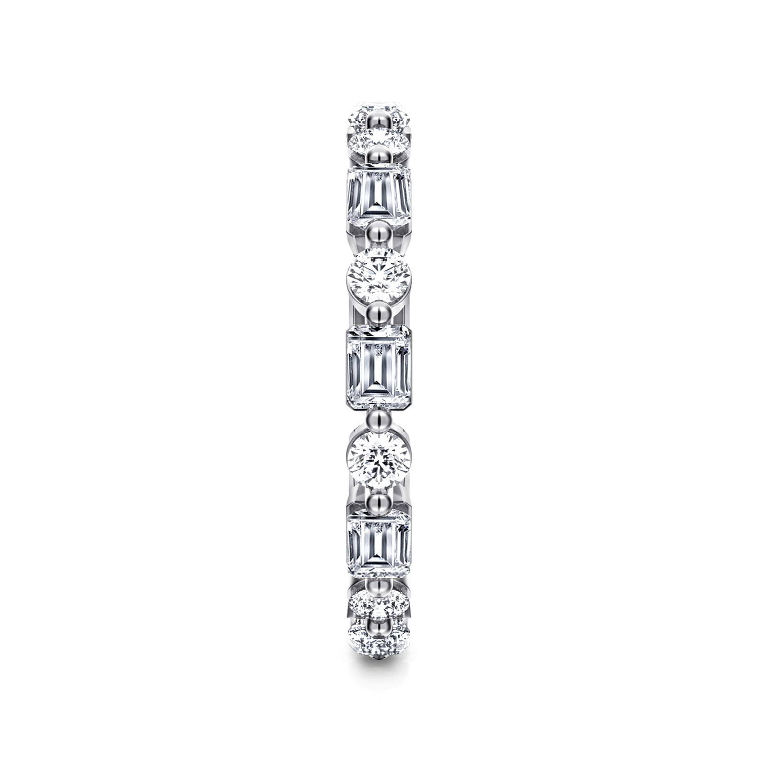 Eternity Band Wedding Ring in 14k White Gold with Emerald Cut Natural Diamond at Gabriel & Co. - Shot 3