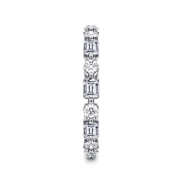 Eternity Band Wedding Ring in 14k White Gold with Emerald Cut Natural Diamond at Gabriel & Co. - Shot 3