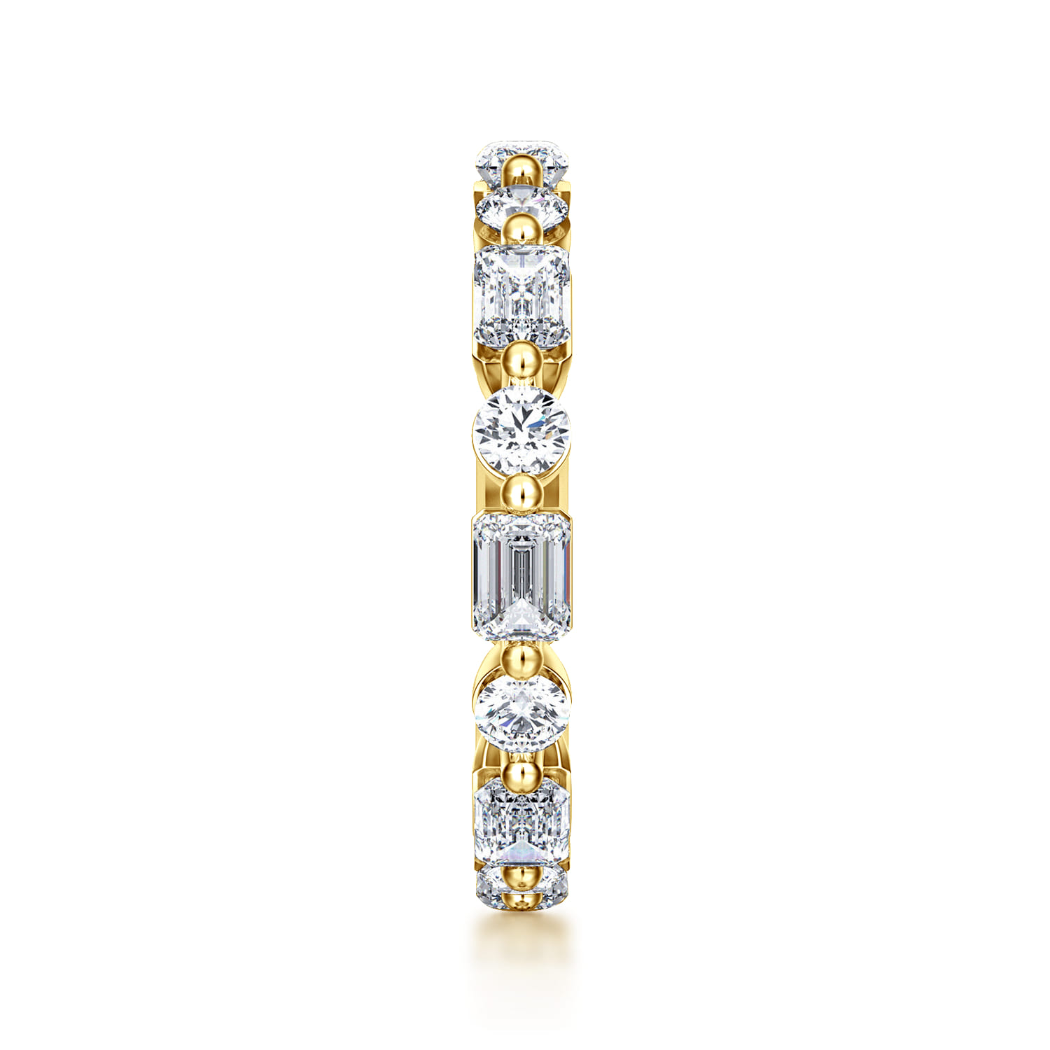 Eternity Band Wedding Ring in 14k Yellow Gold with Emerald Cut Natural Diamond at Gabriel & Co. - Shot 4