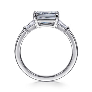 Emeroux - 14K White Gold Emerald Cut Three Stone Diamond Engagement Ring