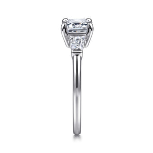 Emeroux - 14K White Gold Emerald Cut Three Stone Diamond Engagement Ring
