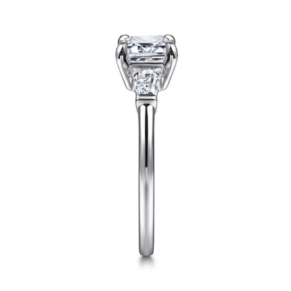 Emeroux - 14K White Gold Emerald Cut Three Stone Diamond Engagement Ring