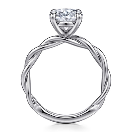 Emersin - 14K White Gold Twisted Oval Diamond Engagement Ring