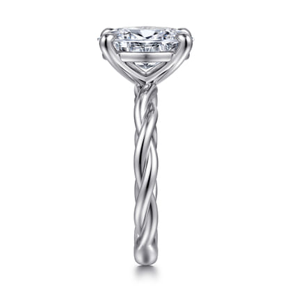 Emersin - 14K White Gold Twisted Oval Diamond Engagement Ring