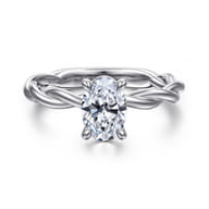 Emersin - 14K White Gold Twisted Oval Diamond Engagement Ring