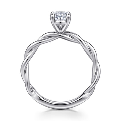 Emersin - 14K White Gold Twisted Oval Diamond Engagement Ring