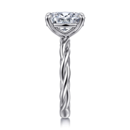 Emersin - 14K White Gold Twisted Oval Diamond Engagement Ring
