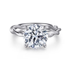 14K White Gold Twisted Round Diamond Engagement Ring