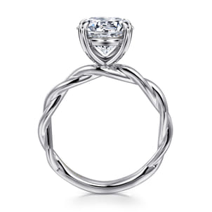 Emersin - 14K White Gold Twisted Round Diamond Engagement Ring