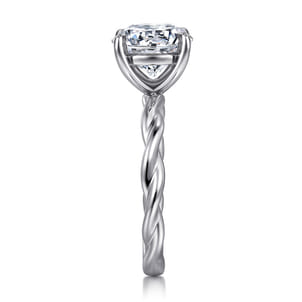 Emersin - 14K White Gold Twisted Round Diamond Engagement Ring