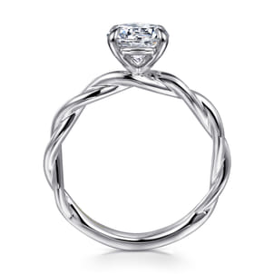 Emersin - 14K White Gold Twisted Round Diamond Engagement Ring