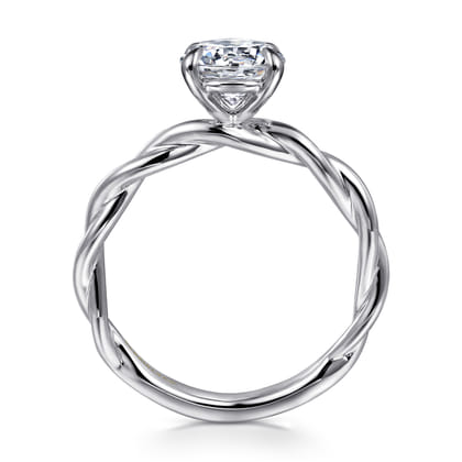 Emersin - 14K White Gold Twisted Round Diamond Engagement Ring
