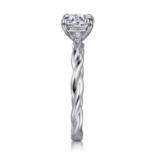 Emersin - 14K White Gold Twisted Round Diamond Engagement Ring