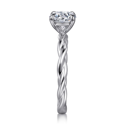 Emersin - 14K White Gold Twisted Round Diamond Engagement Ring