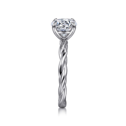Emersin - 14K White Gold Twisted Round Diamond Engagement Ring