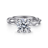 Emersin - 14K White Gold Twisted Round Diamond Engagement Ring