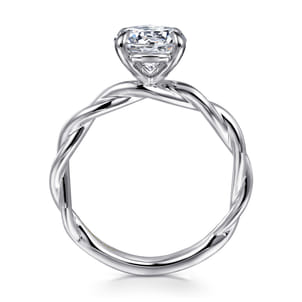 Emersin - 14K White Gold Twisted Round Diamond Engagement Ring
