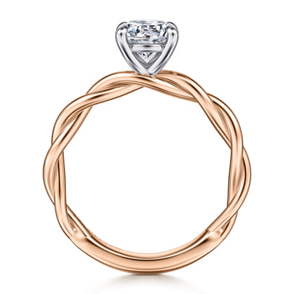 Emersin - 14K White-Rose Gold Twisted Round Diamond Engagement Ring
