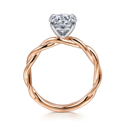 Emersin - 14K White-Rose Gold Twisted Round Diamond Engagement Ring