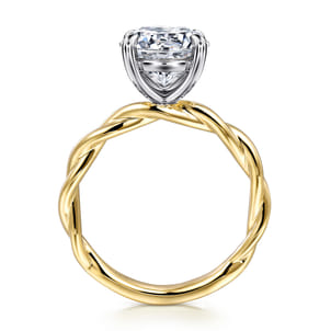 Emersin - 14K White-Yellow Gold Twisted Round Diamond Engagement Ring