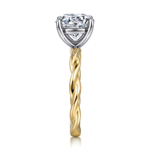 Emersin - 14K White-Yellow Gold Twisted Round Diamond Engagement Ring