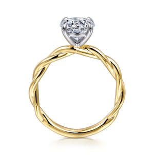 Emersin - 14K White-Yellow Gold Twisted Round Diamond Engagement Ring