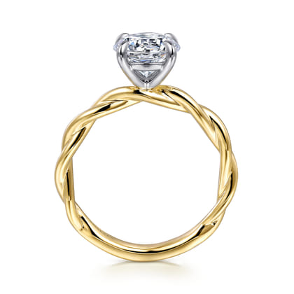 Emersin - 14K White-Yellow Gold Twisted Round Diamond Engagement Ring