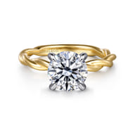 Emersin - 14K White-Yellow Gold Twisted Round Diamond Engagement Ring