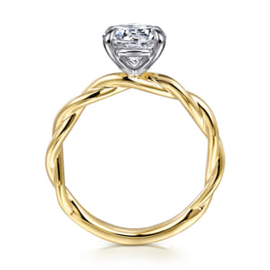 Emersin - 14K White-Yellow Gold Twisted Round Diamond Engagement Ring