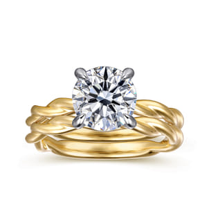 Emersin - 14K White-Yellow Gold Twisted Round Diamond Engagement Ring