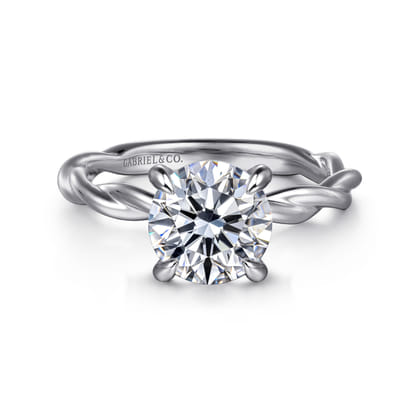Emersin - Platinum Twisted Round Diamond Solitaire Engagement Ring