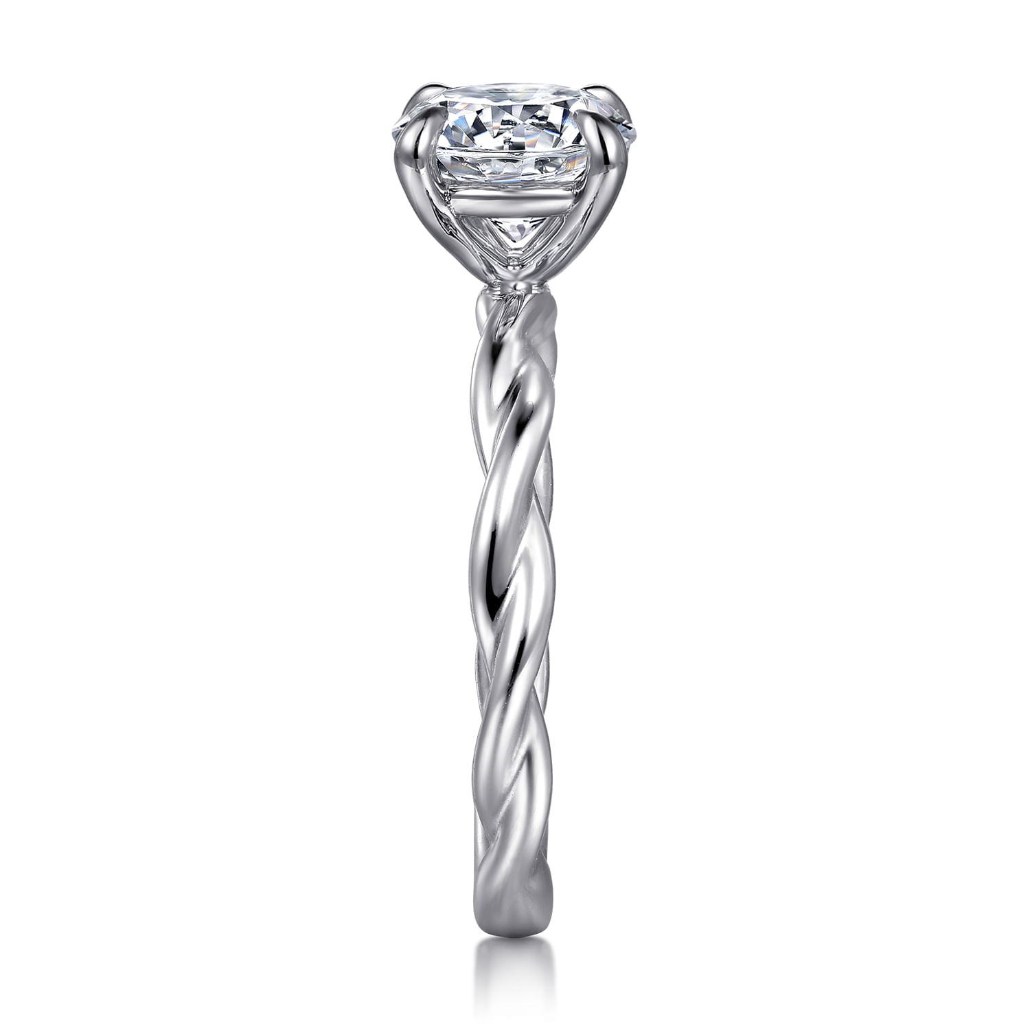 Emersin - Platinum Twisted Round Diamond Solitaire Engagement Ring