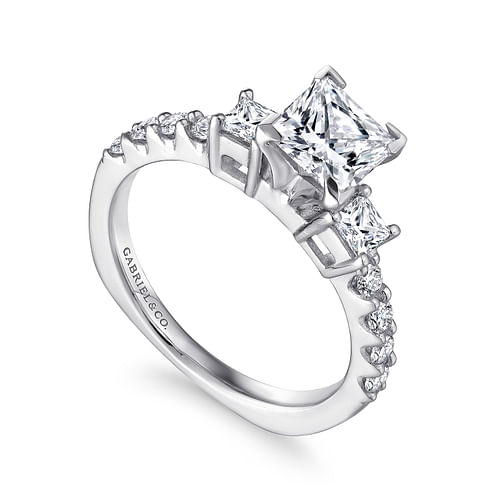 Emerson - 14K White Gold Princess Cut Three Stone Diamond Engagement Ring - 0.5 ct - Shot 3