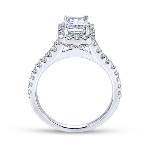 Emery - 14K White Gold Emerald Halo Diamond Engagement Ring - 0.52 ct - Shot 2