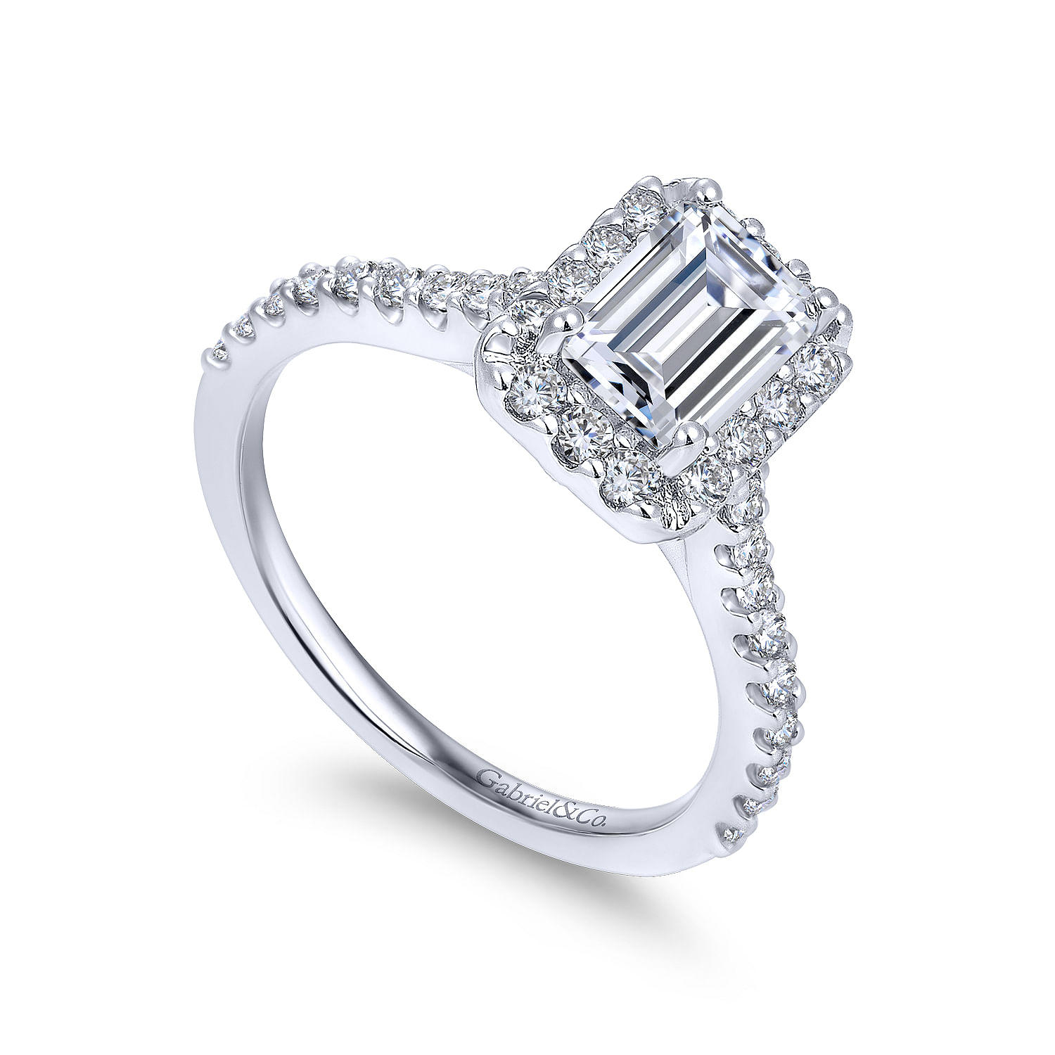 Emery - 14K White Gold Emerald Halo Diamond Engagement Ring - 0.52 ct - Shot 3