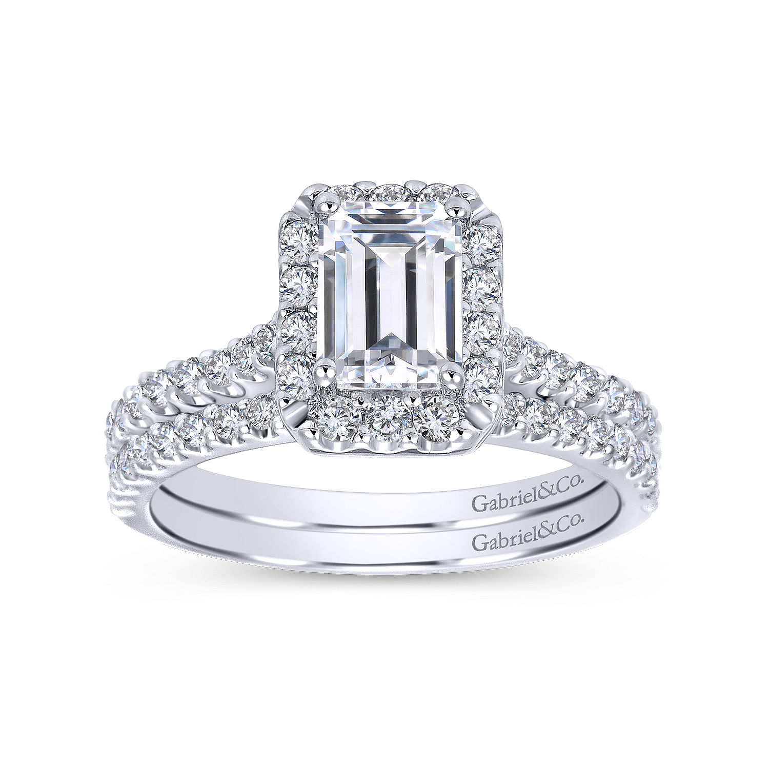 Emery - 14K White Gold Emerald Halo Diamond Engagement Ring - 0.52 ct - Shot 4