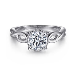 14K White Gold Split Shank Round Diamond Engagement Ring
