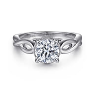 Emiliana - 14K White Gold Split Shank Round Diamond Engagement Ring