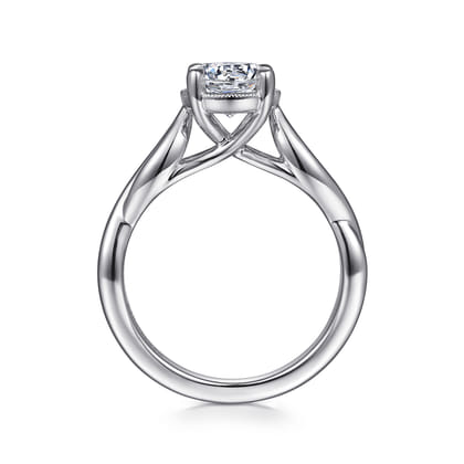Emiliana - 14K White Gold Split Shank Round Diamond Engagement Ring