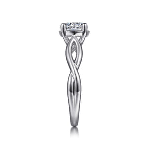 Emiliana - 14K White Gold Split Shank Round Diamond Engagement Ring