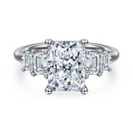 Emilie - 14K White Gold Five Stone Radiant Cut Diamond Engagement Ring