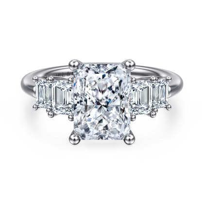 Emilie - 14K White Gold Five Stone Radiant Cut Diamond Engagement Ring
