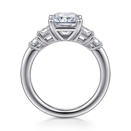 Emilie - 14K White Gold Five Stone Radiant Cut Diamond Engagement Ring
