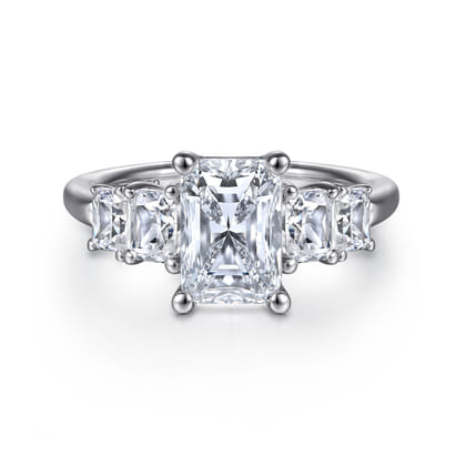 Emilie - 14K White Gold Five Stone Radiant Cut Diamond Engagement Ring