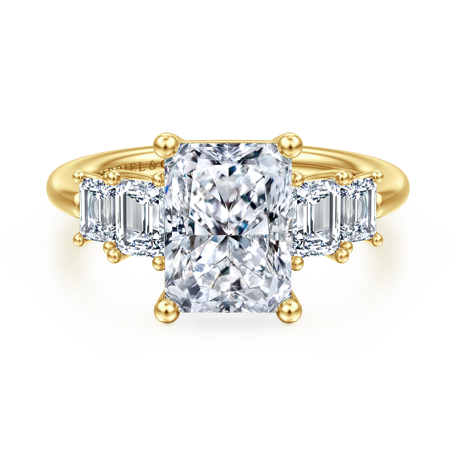 Emilie - 14K Yellow Gold Five Stone Radiant Cut Diamond Engagement Ring